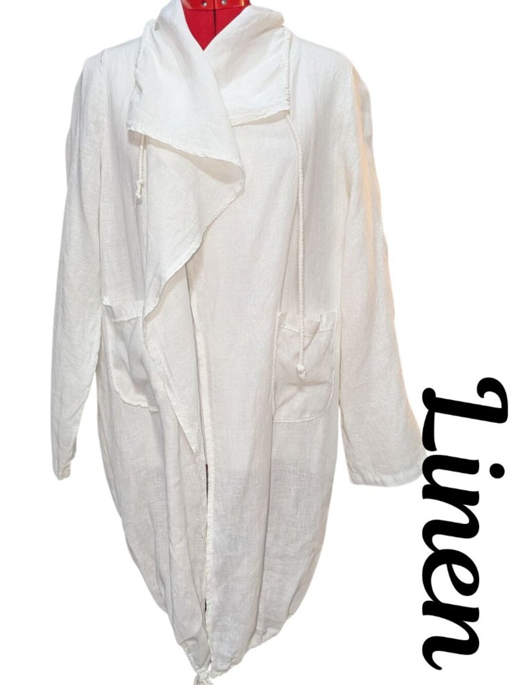 Made in Italy 100% Linen Coverup Jacket with Drawstring Hem